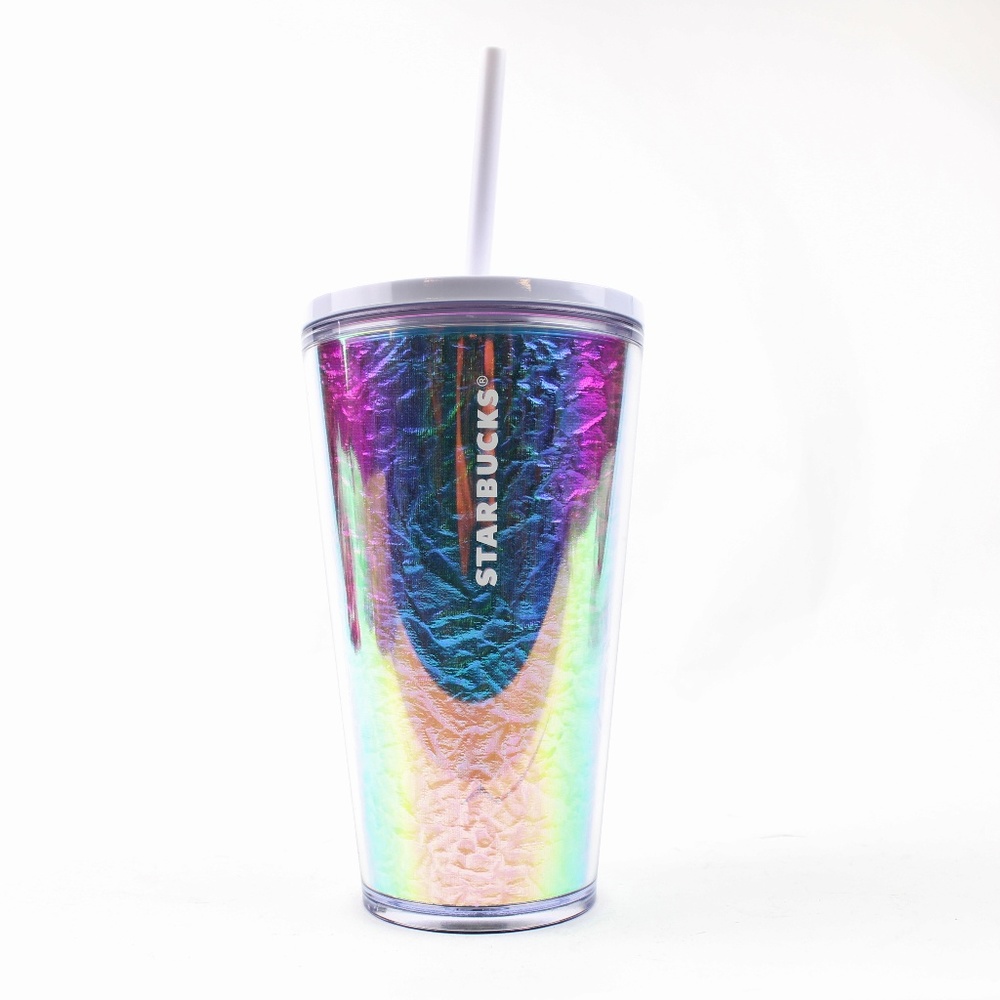 Starbucks Iridescent Rainbow Foil Cold Cup Tumbler